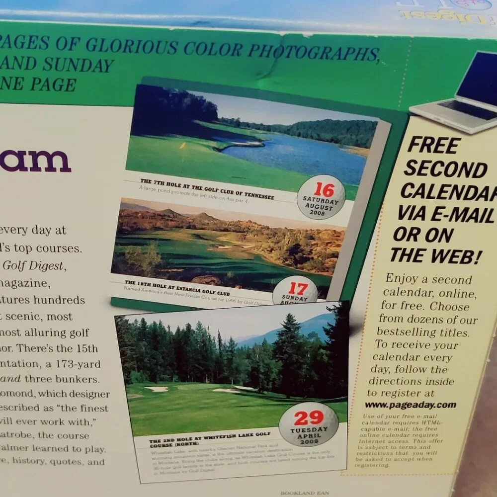 Golf Digest 2008, 365 Golf Holes Page-A-Day DESK Calendar DAY TO DAY- Unopened